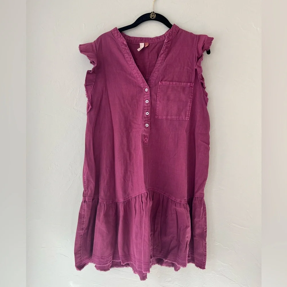 ✨ANTHROPOLOGIE PILCRO FLOUNCED RASPBERRY TUNIC DRESS M - Picture 4 of 7